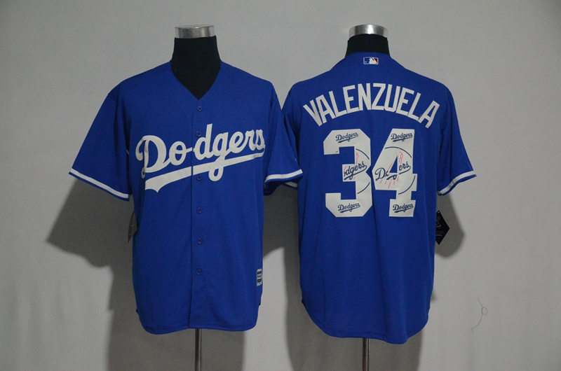 2017 MLB Los Angeles Dodgers #34 Valenzuela Blue Fashion Edition Jerseys